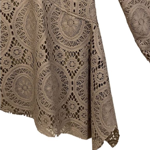 Soft Surroundings Crochet Like Hippie Boho Western Asymmetric Long Sleeve Tunic - Picture 2 of 7